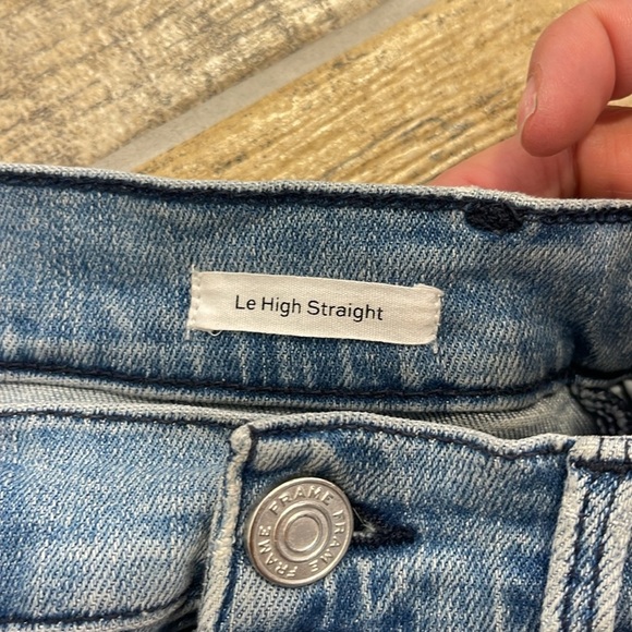 Frame Le High Straight Raw Hem High Rise Size 24 Denim Blue Jeans - Picture 5 of 9